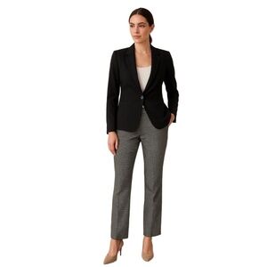 Hilary Radley Black & White Micro Check Straight-Leg Stretch Pants
